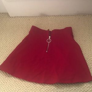 red mini skirt